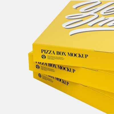 Caja de pizza amarilla diseño libre al por mayor