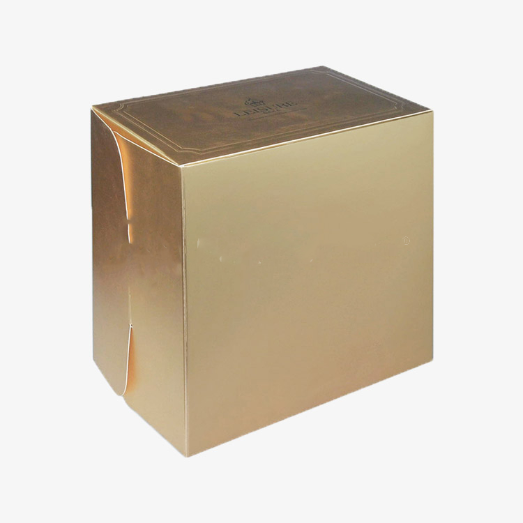 Caja de pastel de oro metálico