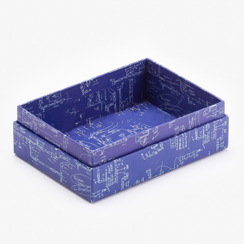 Caja con tapa y estampado azul inundado
